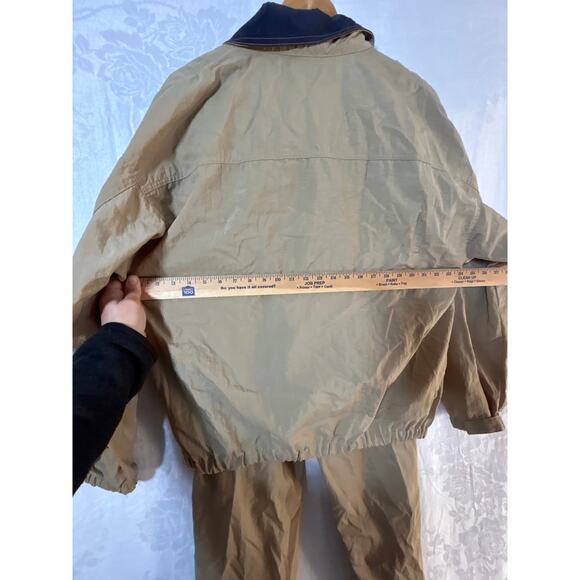 Vintage Lands End Track Suit Tan Jacket Windbreaker Medium Pants Large Nylon - Picture 8 of 16